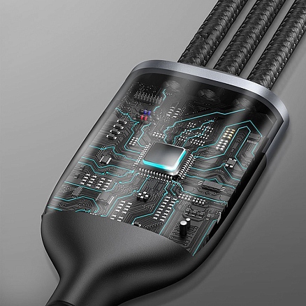Кабель USB - Lightning, MicroUSB, Type-C 1,2 м 5A 66W плетеный Baseus Flash (быстрая зарядка) черный 