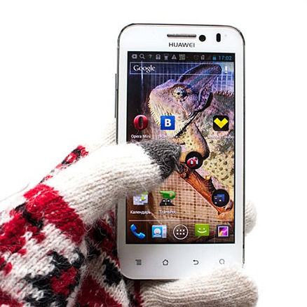 Перчатки трикотажные для емкостных дисплеев Greengo (Польша) N-02 с орнаментом белые