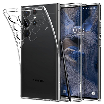 Чехол для Samsung Galaxy S23 Ultra гелевый ультратонкий Spigen Liquid Crystal прозрачный