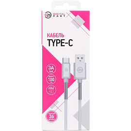 Кабель Type-C - USB для зарядки 1 м 3A плетеный Digitalpart TC-305 бело-серый