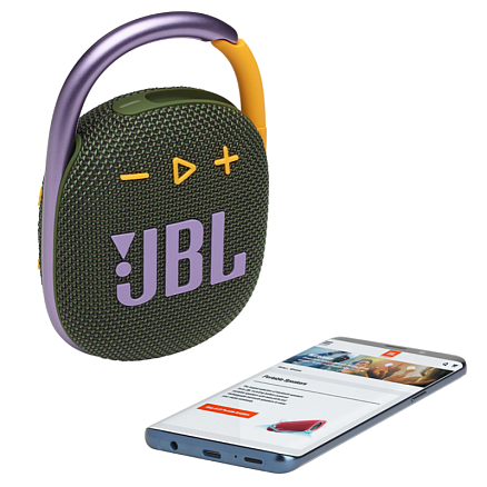 Портативная колонка JBL Clip 4 с защитой от воды зеленая