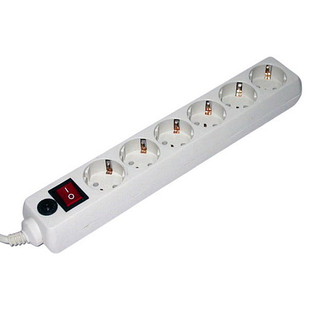 Сетевой фильтр на 6 розеток длина 5 м Гарнизон EHB-15 белый