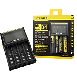 Зарядное устройство Nitecore Digicharger D4 для 4-х аккумуляторов AA, AAA, AAAA и С с дисплеем