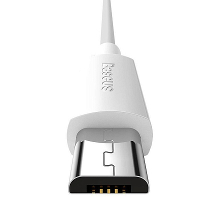 Кабель USB - MicroUSB для зарядки 1,5 м 2.1A Baseus Simple Wisdom белый 2 шт.