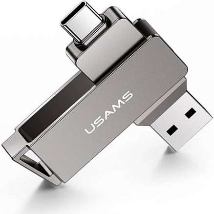 Флешка Usams US-ZB200 64Gb Type-C + USB 3.0 металл черная