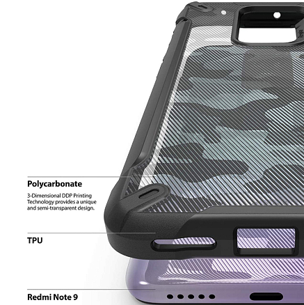 Чехол для Xiaomi Redmi Note 9 гибридный Ringke Fusion X Design Camo черный