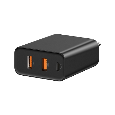 Зарядное устройство сетевое с двумя USB 45W и Type-C 60W 5А Baseus PPS (быстрая зарядка PD 3.0, QC 3.0) черное