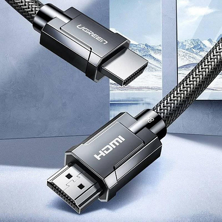 Кабель HDMI - HDMI (папа - папа) длина 1 м версия 2.0 4K 60Hz плетеный Ugreen HD136 черный