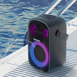 Портативная колонка Tronsmart Halo 100 для вечеринок с защитой от воды, подсветкой, USB, поддержкой MicroSD карт черная