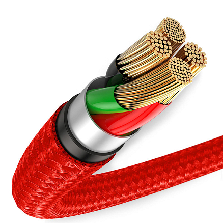 Кабель MicroUSB - USB 2.0 для зарядки 0,25 м 3А плетеный Baseus Halo (быстрая зарядка QC 3.0) красный