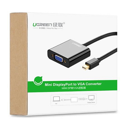 Переходник Mini DisplayPort - VGA (папа - мама) коаксильный плетеный Ugreen MD113 черный