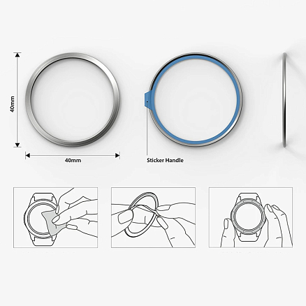 Защитная рамка для Samsung Galaxy Watch 4 44 мм на экран металлическая Ringke серебристая