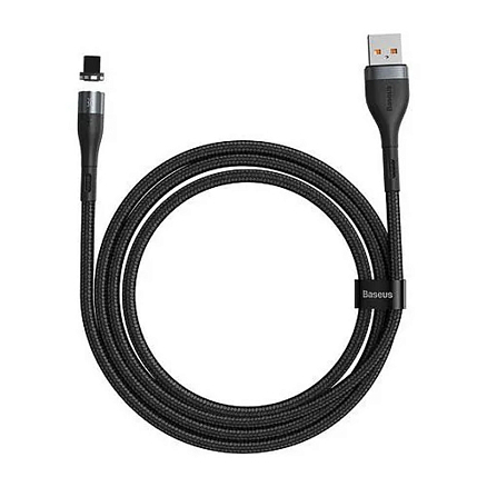 Кабель USB - Lightning для зарядки iPhone 1 м 2.4А магнитный плетеный Baseus Zinc черный