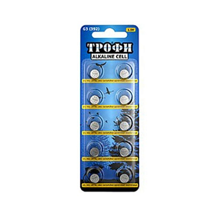 Батарейка AG3 (LR41, LR736, SR41, G3, 392, 392A, 192) Трофи 1 шт.