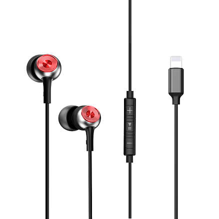 Наушники Baseus Encok P02 в разъём Lightning вакуумные с микрофоном и пультом черно-серые