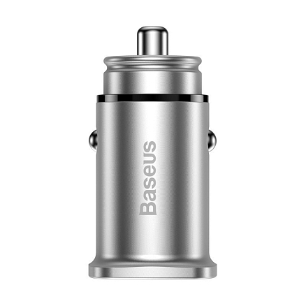 Зарядное устройство автомобильное с USB и Type-C входами 4.5А 30W Baseus Square PPS (быстрая зарядка PD 3.0, QC 3.0) серебристое