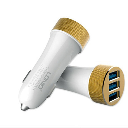 Зарядное устройство автомобильное с тремя USB входами 5.1A и MicroUSB кабелем Ldnio DL-C50 белое