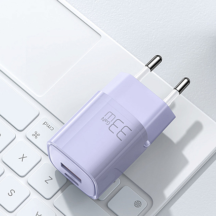 Зарядное устройство сетевое с USB и Type-C входами 33W GaN McDodo CH-0155 (быстрая зарядка PD, QC) фиолетовое