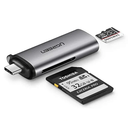 Картридер Type-C для SD, MicroSD Ugreen CM184 серебристый