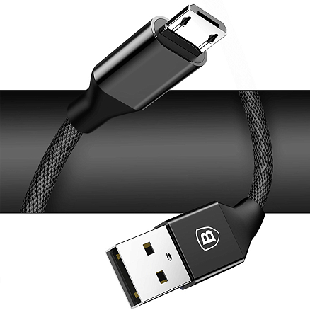 Кабель USB - MicroUSB для зарядки 1 м 2A плетеный Baseus Yiven черный