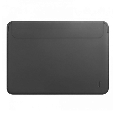 Чехол для Apple MacBook Air 13 (2018-2019) A1932, (2020) А2179, M1 (2020) A2337 кожаный футляр с подставкой WiWU Skin Pro Stand серый