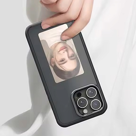Чехол для iPhone 15 Pro гибридный DIY с NFC E-ink дисплеем черный
