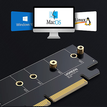 Адаптер PCI-E 4.0 - M.2 NVME для SSD Ugreen CM465 черный