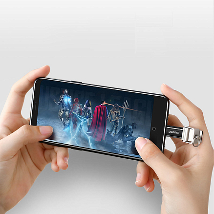 Переходник Type-C - MicroUSB (папа - мама) Ugreen US157 черный