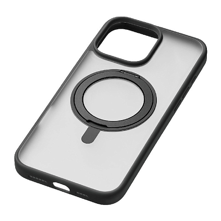 Чехол для iPhone 16 Pro Max гибридный с подставкой uBear Clip 360 Mag Magsafe прозрачно-черный