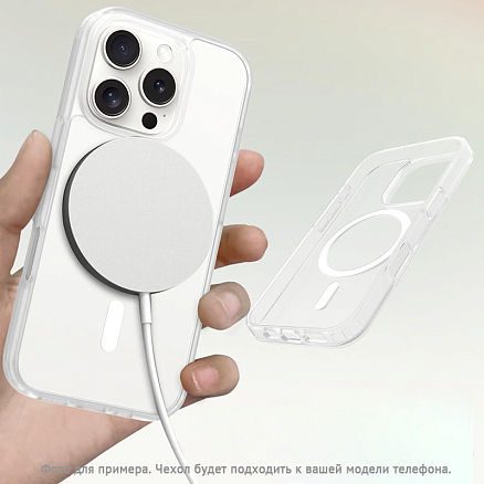 Чехол для iPhone 16 гибридный Matt Case MagSafe прозрачно-белый