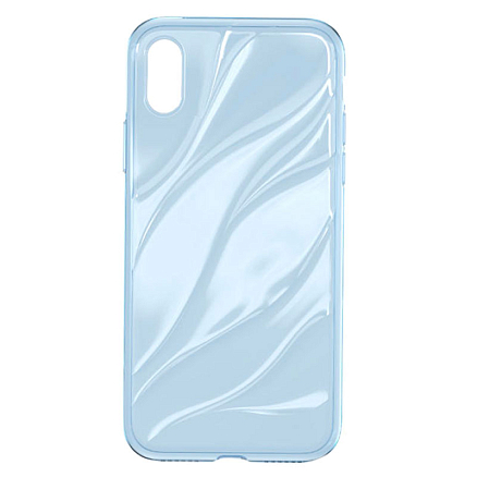 Чехол для iPhone X, XS гелевый ультратонкий Baseus Water прозрачный голубой