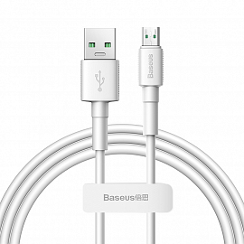 Кабель USB - MicroUSB для зарядки 1 м 4А 20W Baseus Mini White (быстрая зарядка QC) белый