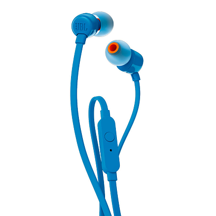 Наушники JBL Tune 110 вакуумные с микрофоном и плоским проводом синие