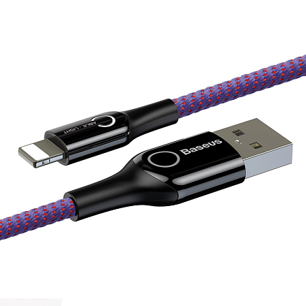 Кабель USB - Lightning для зарядки iPhone 1 м 2.4A с автоотключением плетеный Baseus C-shaped фиолетовый
