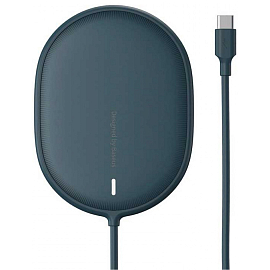 Беспроводная магнитная зарядка MagSafe для iPhone 15W с Type-C Baseus Light BS-W518 синяя
