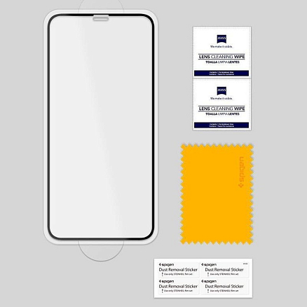 Защитное стекло для iPhone X, XS, 11 Pro на весь экран противоударное Spigen Glass FC черное
