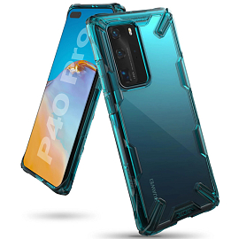 Чехол для Huawei P40 Pro гибридный Ringke Fusion X бирюзовый