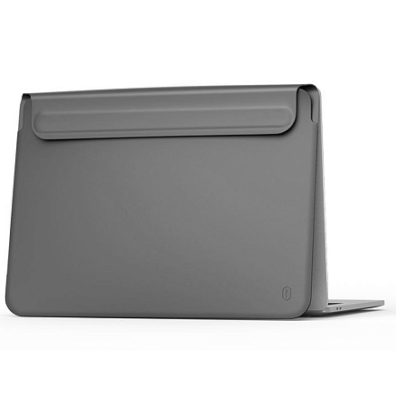 Чехол для Apple MacBook Pro 15 A1707, A1990, A1398, A1286, A1260, A1226, A1211 кожаный футляр WiWU Skin Pro II темно-серый