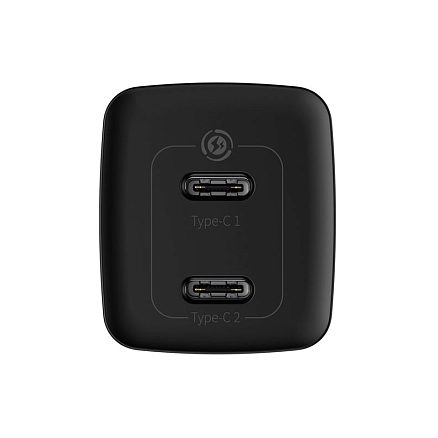 Зарядное устройство сетевое с двумя Type-C входами 3А 65W Baseus GaN2 Lite (быстрая зарядка QC, PD) черное