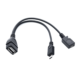 Переходник MicroUSB - USB хост OTG, MicroUSB (папа - мама, мама) с кабелем