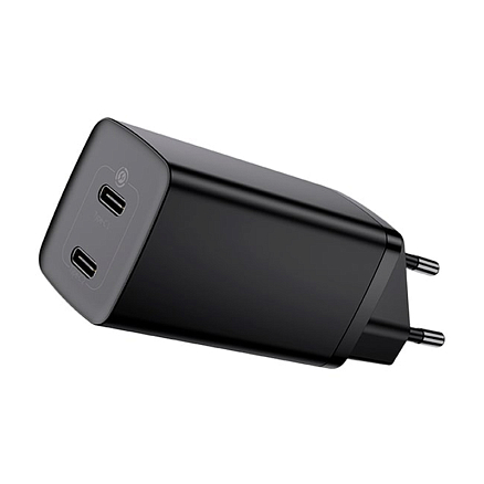 Зарядное устройство сетевое с двумя Type-C входами 3А 65W Baseus GaN2 Lite (быстрая зарядка QC, PD) черное