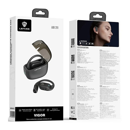 Наушники TWS беспроводные Lenyes AIR 211 вкладыши с микрофоном черные