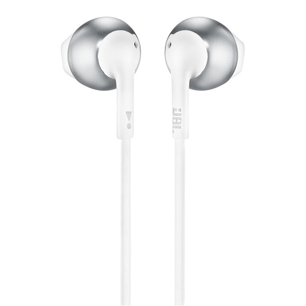 Наушники JBL Tune Tune 205 вкладыши с микрофоном и плоским проводом бело-серебристые