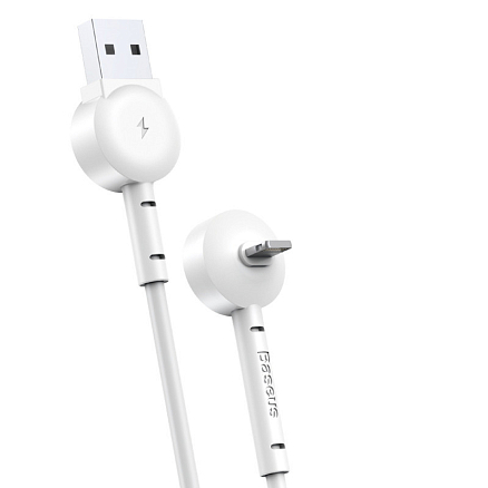 Кабель USB - Lightning для зарядки iPhone 1 м 2.1А с угловым штекером Baseus Maruko белый