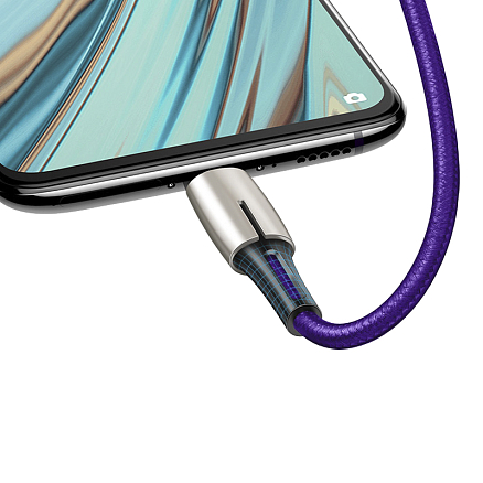 Кабель USB - MicroUSB для зарядки 1 м 4А плетеный Baseus Waterdrop (быстрая зарядка) фиолетовый