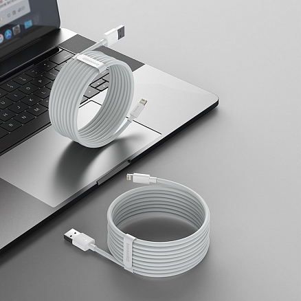 Кабель USB - Lightning для зарядки iPhone 1,5 м 2.4А Baseus Simple Wisdom белый 2 шт.
