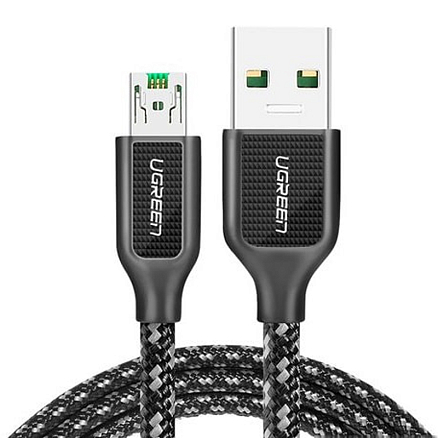 Кабель USB - MicroUSB для зарядки 1 м 4А плетеный Ugreen US271 (быстрая зарядка) серый