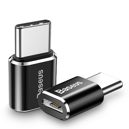 Переходник Type-C - MicroUSB (папа - мама) Baseus черный