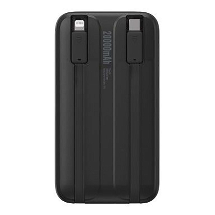 Внешний аккумулятор Baseus Comet Digital с встроенным кабелем 2хType-C 20000мАч (USB, Type-C, быстрая зарядка PD, QC, ток 2.4А, 22.5Вт) черный