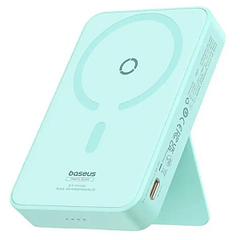 Внешний аккумулятор Baseus MagPro Magnetic Bracket с беспроводной зарядкой 5000мАч (Type-C, ток 2.4А, быстрая зарядка PD, QC, 20Вт) голубой